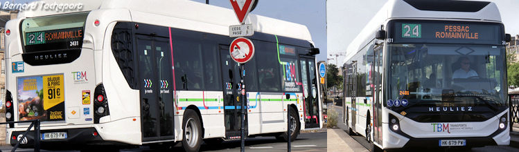 Bus électrique Heuliez TBM ligne 24 à Bordeaux | Photo Bernard Tocheport