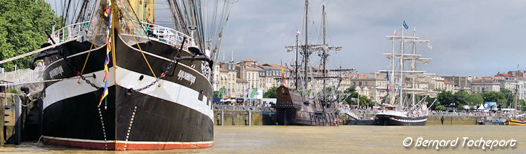 Les voiliers Kruzenshtern, El Galéon et Belem à Bordeaux  | Photo Bernard Tocheport