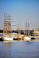 Bordeaux 1990 lever de soleil sur la Garonne et les Grands Voiliers de la Cutty Sark | Photo Bernard Tocheport