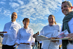 4 Chefs du collectif des Afamés dans une ambiance joyeuse - Bordeaux SO Good 2018 | Photo Bernard Tocheport