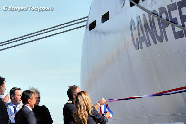 Le Canopée cargo hybride avant son baptême à Bordeaux | Photo Bernard Tocheport