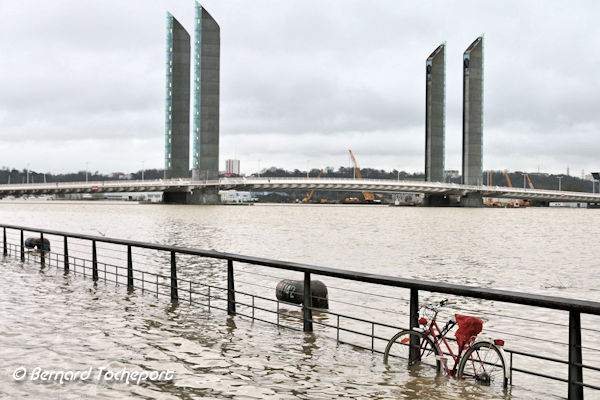 Crue de la GARONNE et vélo les roues dans l'eau : 33-bordeaux.com