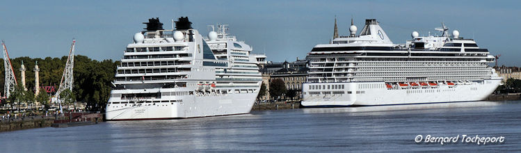 Navires de croisières Seabourn Ovation et Riviera à Bordeux | Photo Bernard Tocheport