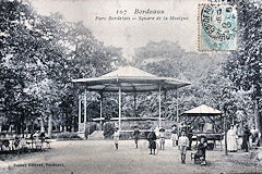 Carte Postale ancienne, le kiosque à mausique du parc Bordelais en 1906 | www.33-bordeaux.com