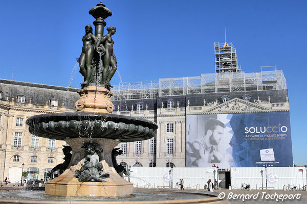 Bordeaux fontaine des 3 Grâces et bourse en travaux | Photo Bernard Tocheport