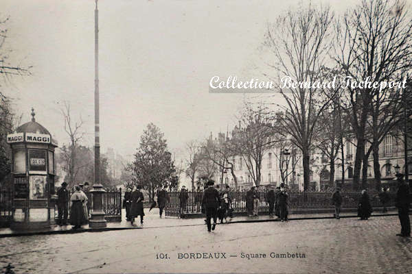 Bordeaux vision hivernale du Square Gambetta dans les années 1900 | Collection Bernard Tocheport