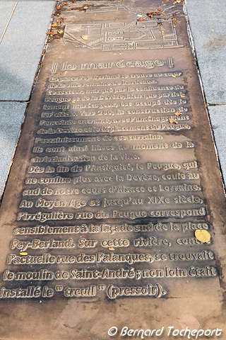 Bordeaux plaque rappelant l'ancien marécage de la place Pey Berland | Photo Bernard Tocheport 