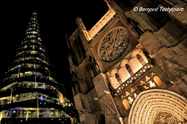 Bordeaux la nuit sapin de Noël devant la cathédrale | Photo Bernard Tocheport 