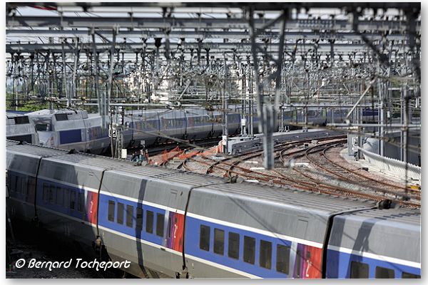 Bordeaux un TGV entrant sur la passerelle Gustave Eiffel | Photo Bernard Tocheport