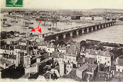 Ancienne carte Postale du pont de pierre à Bordeaux