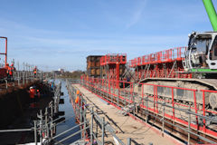 Bordeaux construction structure sur un épi estacade pont Simone Veil | Photo Bernard Tocheport