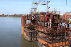 Construction structure pour piliers du pont Simone Veil à Bordeaux | Photo Bernard Tocheport