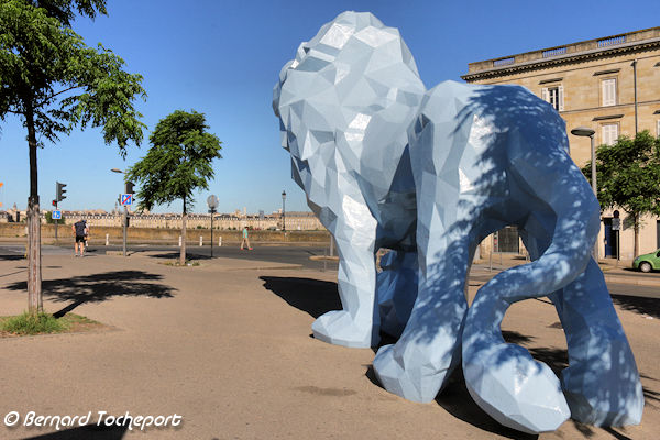 Le lion bleu de Xavier Veilhan tourné vers la rive gauche | 33-bordeaux.com
