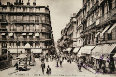Ancienne carte Postale rue Sainte Catherine et place Saint projet  Bordeaux