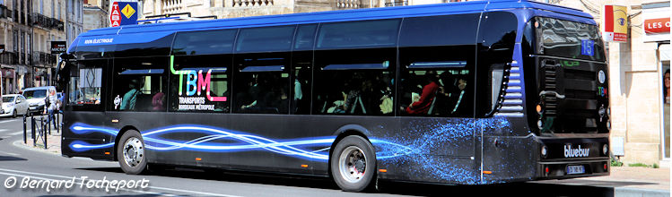 Bluebus 12 mètres Bolloré à Bordeaux | Photo Bernard Tocheport