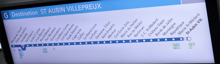 Affichage arrêts de la ligne G bus VDLCTEA Bordeaux | Photo Bernard Tocheport