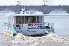 Bordeaux vue arrière La Fauvette navette fluviale Le Bato | Photo Bernard Tocheporttte fluviale Le Bato | Photo Bernard Tocheport