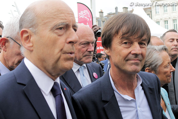 Inauguration LGV Paris Bordeaux : Alain Juppé, Alain Rousset et Nicolas Hulot | Photo Bernard Tocheport