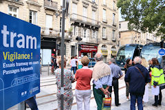 Panneau d'information essais tramway de Bordeaux ligne D | Photo Bernard Tocheport