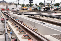Bordeaux travaux pose de rails lignes tram | Photo Bernard Tocheport