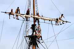 Bordeaux marins installés sur les mâts de l'Hermione | Photo Bernard Tocheport