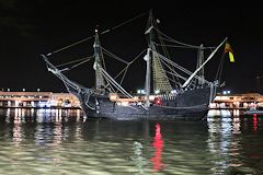 Bordeaux Nao Victoria Caraque trois mâts sur la Garonne la nuit | Photo Bernard Tocheport