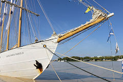 Proue du Santa Maria Manuela goélette 4 mâts du Portugal sur la Garonne à Bordeaux | Photo Bernard Tocheport